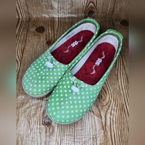 SAS Funk Active Green‎ Polka Dot Slip On Loafer Size 8